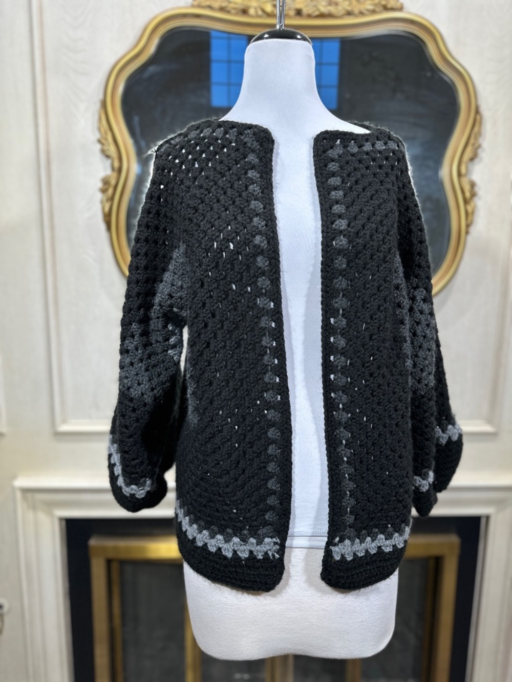 Handmade Crochet Cardigan Granny Square Dark Coquette whimsigoth